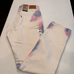 Levi’s high rise straight leg white tie-Dye jeans sz 28x30 NEW